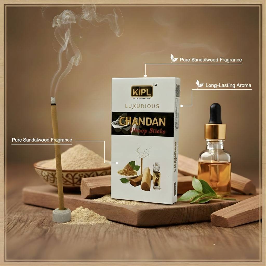 Pure Chandan Dhoop Sticks - Premium Sandalwood (Pack of 12)