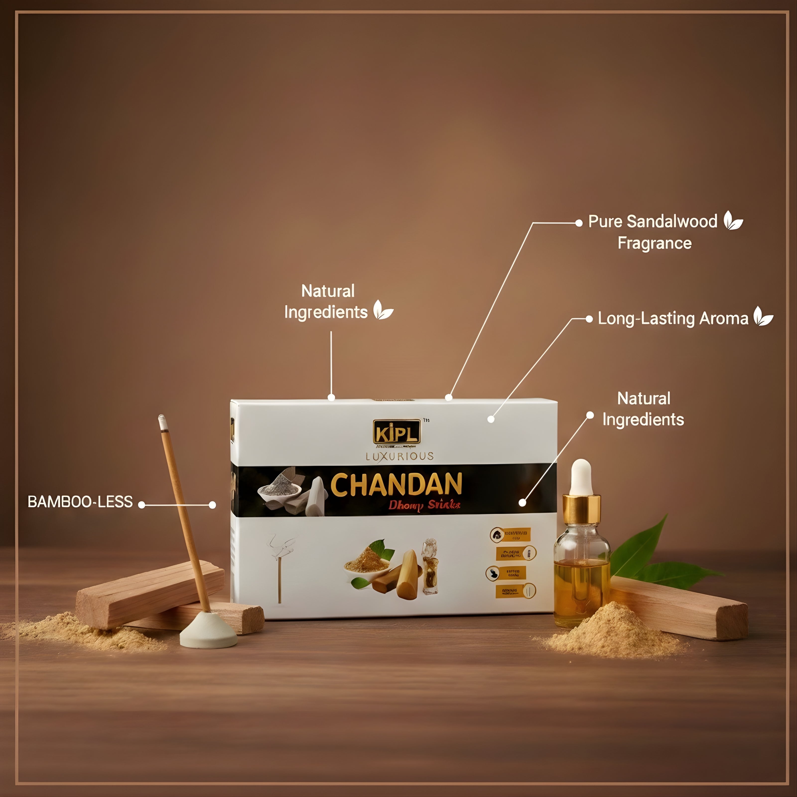 Pure Chandan Dhoop Sticks - Premium Sandalwood (Pack of 12)