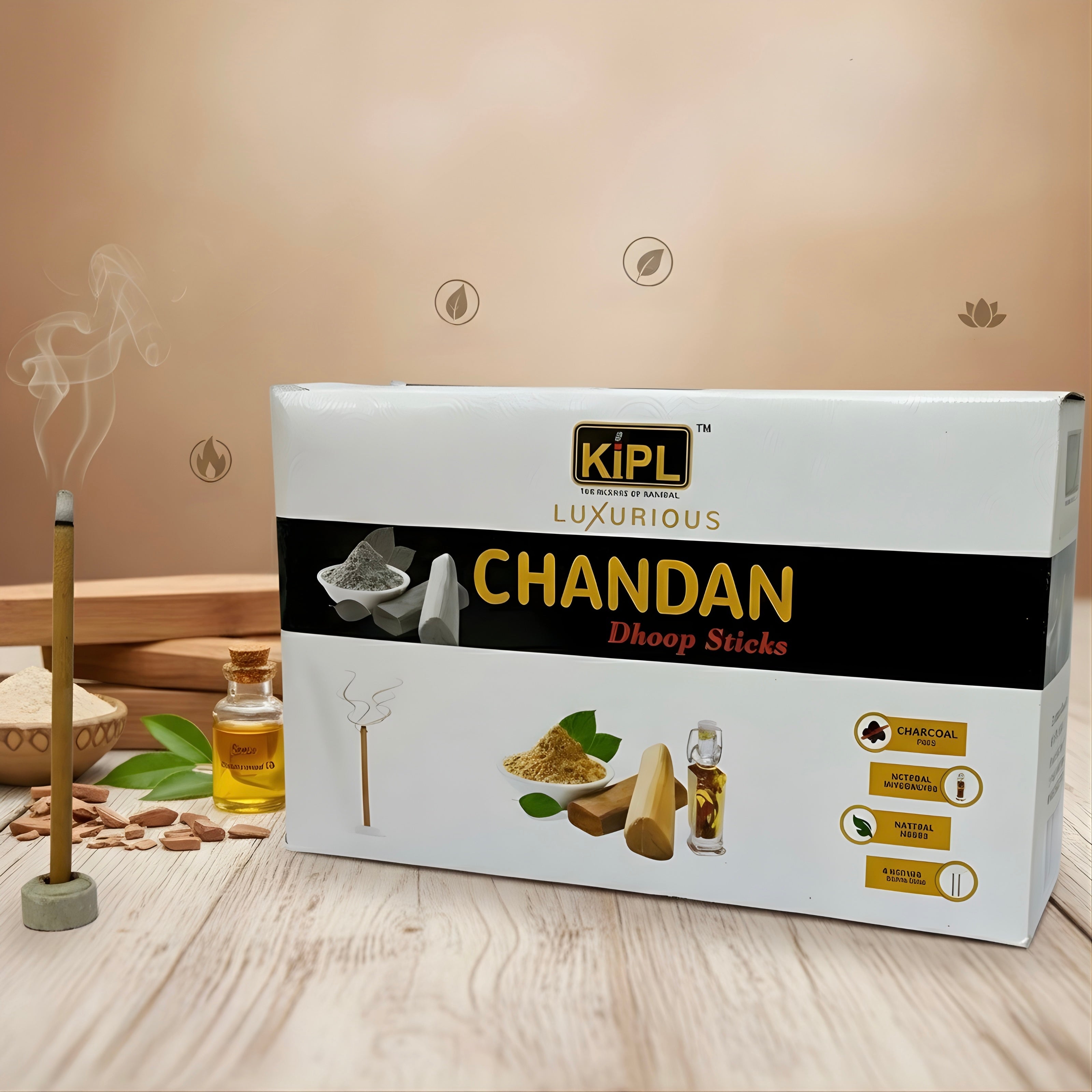 Pure Chandan Dhoop Sticks - Premium Sandalwood (Pack of 12)